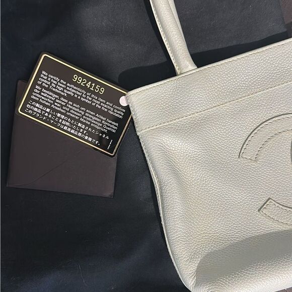 Mini Light Blue Chanel Caviar Shopper Bag with Gold Hardware - Picture 8 of 8